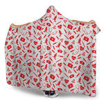 Red And White Nurse Pattern Print Hooded Blanket