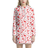 Red And White Nurse Pattern Print Hoodie Dress