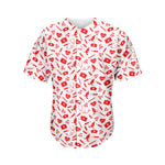 Red And White Nurse Pattern Print Men's Baseball Jersey