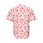 Red And White Nurse Pattern Print Men's Baseball Jersey