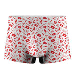 Red And White Nurse Pattern Print Men's Boxer Briefs