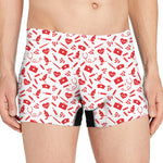 Red And White Nurse Pattern Print Men's Boxer Briefs