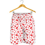 Red And White Nurse Pattern Print Men's Shorts