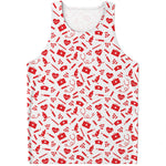 Red And White Nurse Pattern Print Men's Tank Top