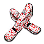 Red And White Nurse Pattern Print Muay Thai Shin Guard