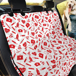Red And White Nurse Pattern Print Pet Car Back Seat Cover