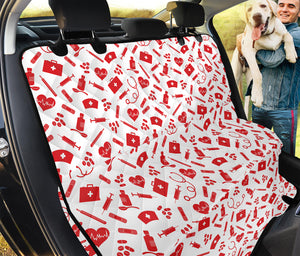 Red And White Nurse Pattern Print Pet Car Back Seat Cover