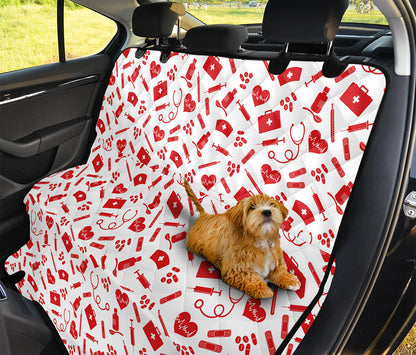 Red And White Nurse Pattern Print Pet Car Back Seat Cover