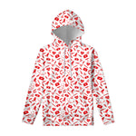 Red And White Nurse Pattern Print Pullover Hoodie