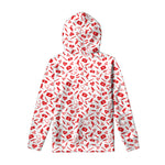 Red And White Nurse Pattern Print Pullover Hoodie