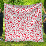Red And White Nurse Pattern Print Quilt