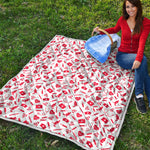 Red And White Nurse Pattern Print Quilt