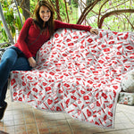 Red And White Nurse Pattern Print Quilt