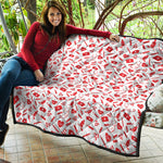 Red And White Nurse Pattern Print Quilt