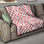 Red And White Nurse Pattern Print Quilt