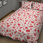 Red And White Nurse Pattern Print Quilt Bed Set