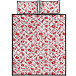 Red And White Nurse Pattern Print Quilt Bed Set