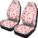 Red And White Nurse Pattern Print Universal Fit Car Seat Covers