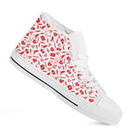 Red And White Nurse Pattern Print White High Top Shoes