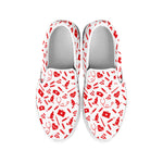 Red And White Nurse Pattern Print White Slip On Shoes