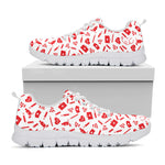 Red And White Nurse Pattern Print White Sneakers