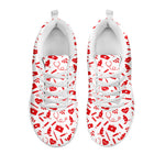 Red And White Nurse Pattern Print White Sneakers