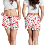 Red And White Nurse Pattern Print Women's Shorts