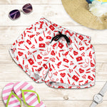 Red And White Nurse Pattern Print Women's Shorts