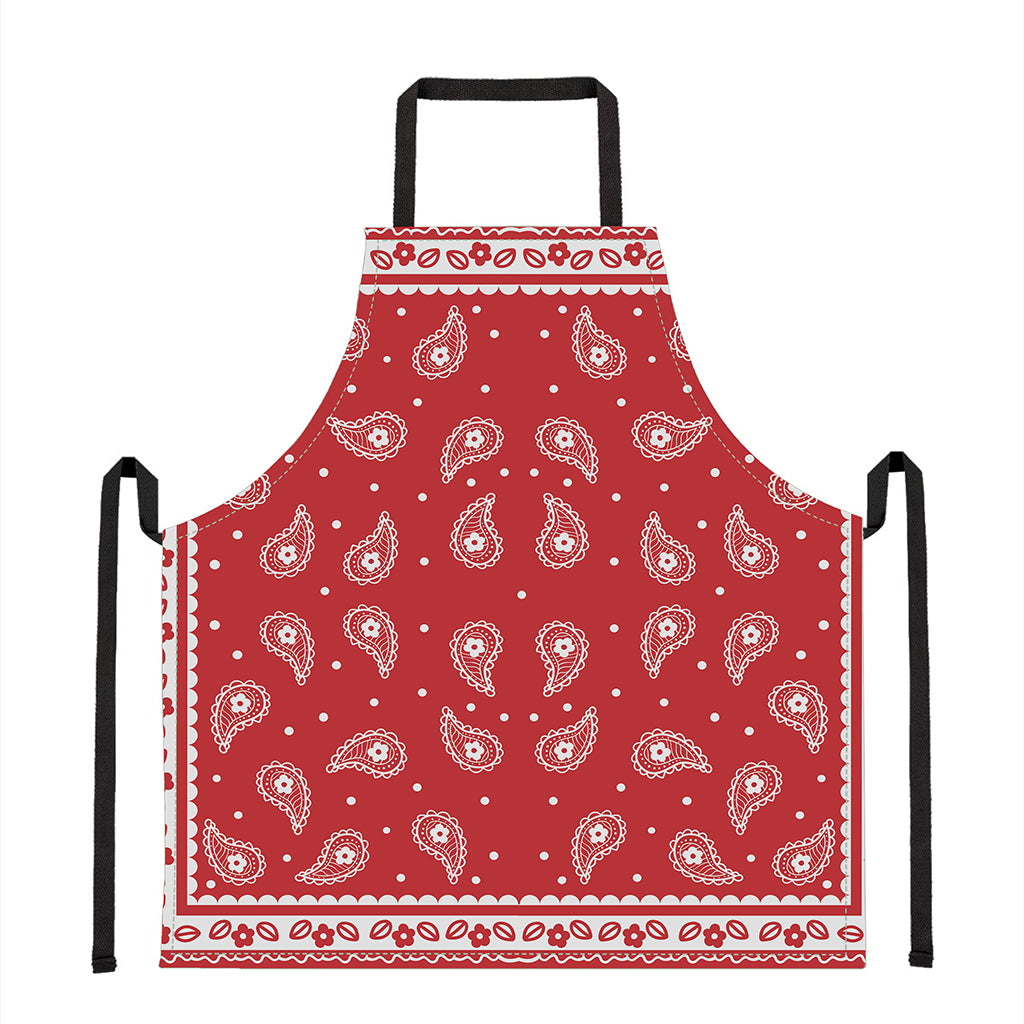 Red And White Paisley Bandana Print Apron