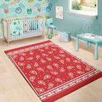 Red And White Paisley Bandana Print Area Rug