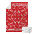 Red And White Paisley Bandana Print Blanket