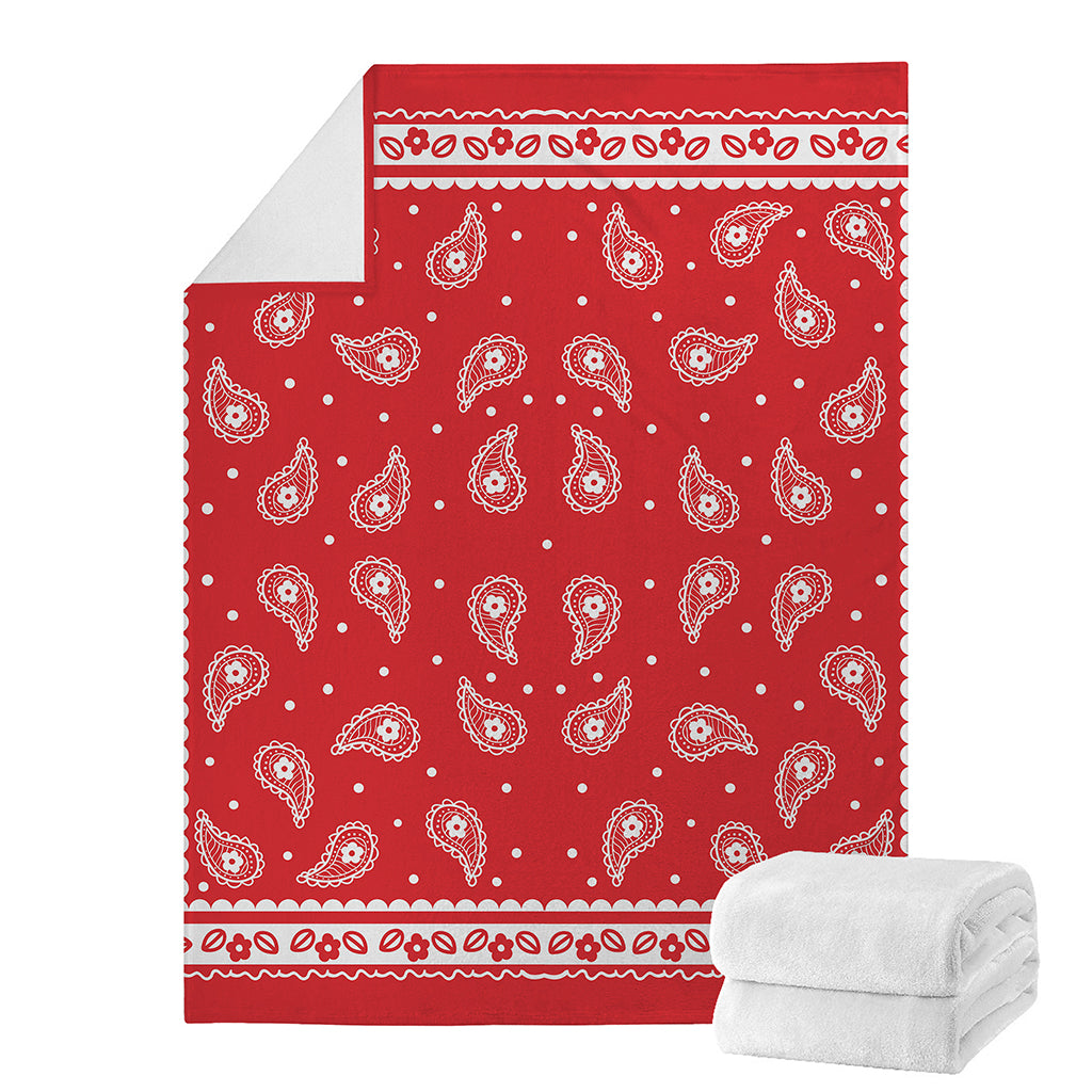 Red And White Paisley Bandana Print Blanket