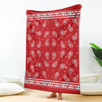 Red And White Paisley Bandana Print Blanket