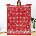 Red And White Paisley Bandana Print Blanket