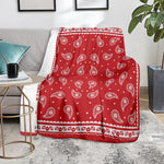 Red And White Paisley Bandana Print Blanket