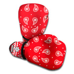 Red And White Paisley Bandana Print Boxing Gloves