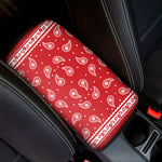Red And White Paisley Bandana Print Car Center Console Cover