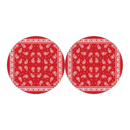 Red And White Paisley Bandana Print Car Coasters