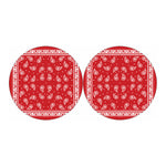Red And White Paisley Bandana Print Car Coasters