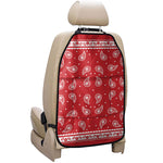 Red And White Paisley Bandana Print Car Seat Organizers