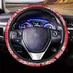 Red And White Paisley Bandana Print Car Steering Wheel Cover