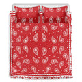 Red And White Paisley Bandana Print Duvet Cover Bedding Set