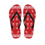 Red And White Paisley Bandana Print Flip Flops