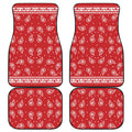 Red And White Paisley Bandana Print Front and Back Car Floor Mats
