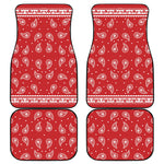 Red And White Paisley Bandana Print Front and Back Car Floor Mats