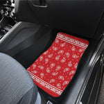 Red And White Paisley Bandana Print Front and Back Car Floor Mats