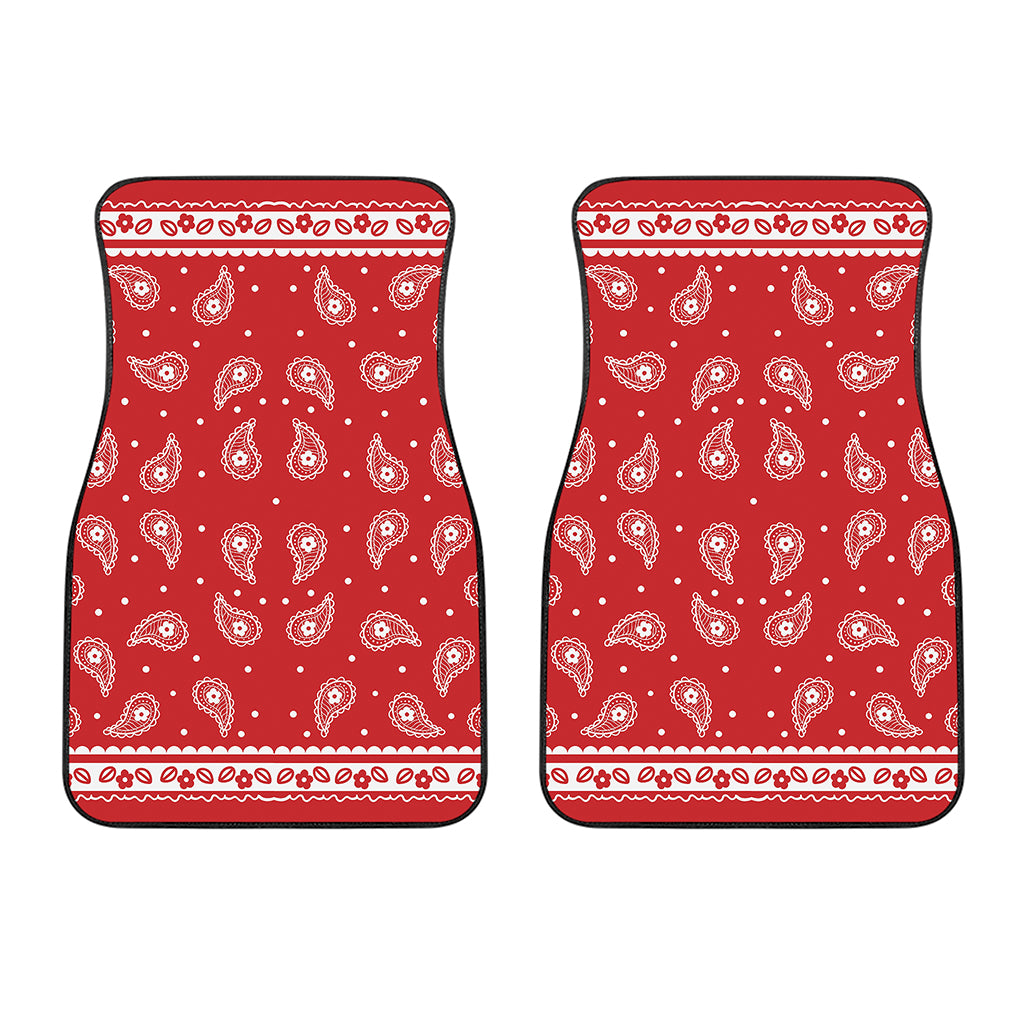 Red And White Paisley Bandana Print Front Car Floor Mats