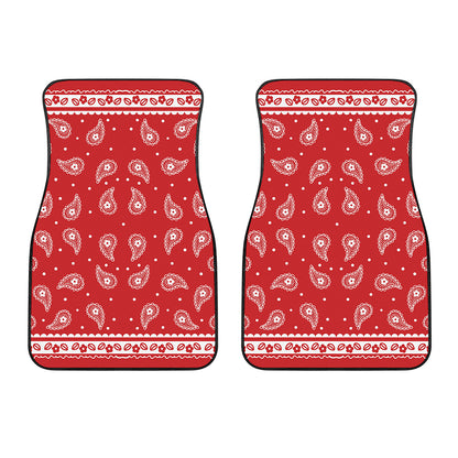 Red And White Paisley Bandana Print Front Car Floor Mats