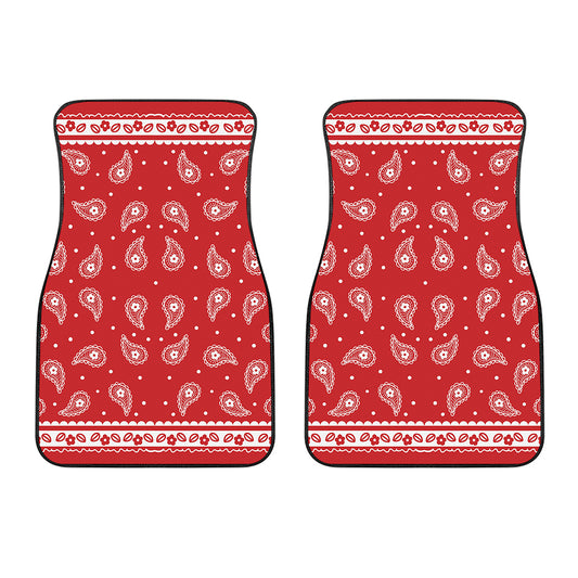 Red And White Paisley Bandana Print Front Car Floor Mats