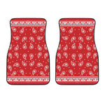 Red And White Paisley Bandana Print Front Car Floor Mats
